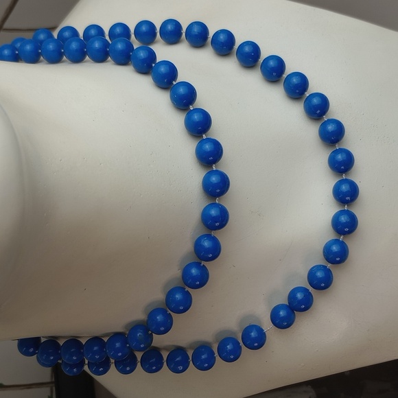 Vintage Blue Plastic Beads 36" - Picture 5 of 5